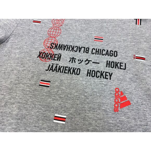 Chicago Blackhawks Shirt Mens Medium Gray Adidas Hockey NHL Short Sleeve Slim - Picture 4 of 14